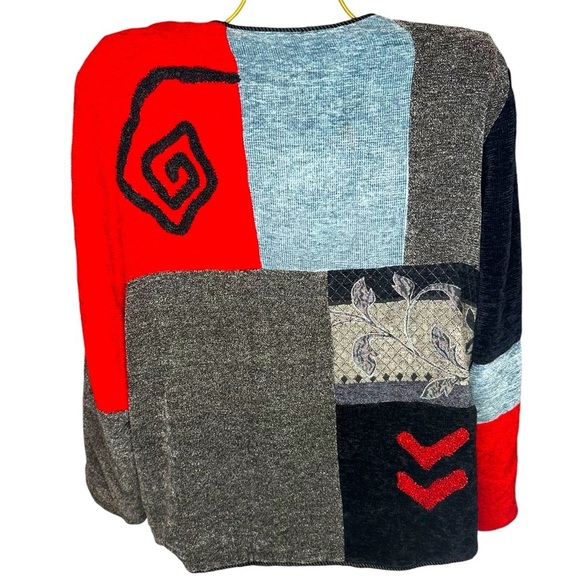 Vintage Draper’s & Damon’s Embroidered Patchwork Sweater Jacket - Size 1X PLUS - Picture 4 of 8